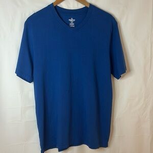 Mountain ridge men’s v-neck t-shirt size medium 100% cotton royal blue